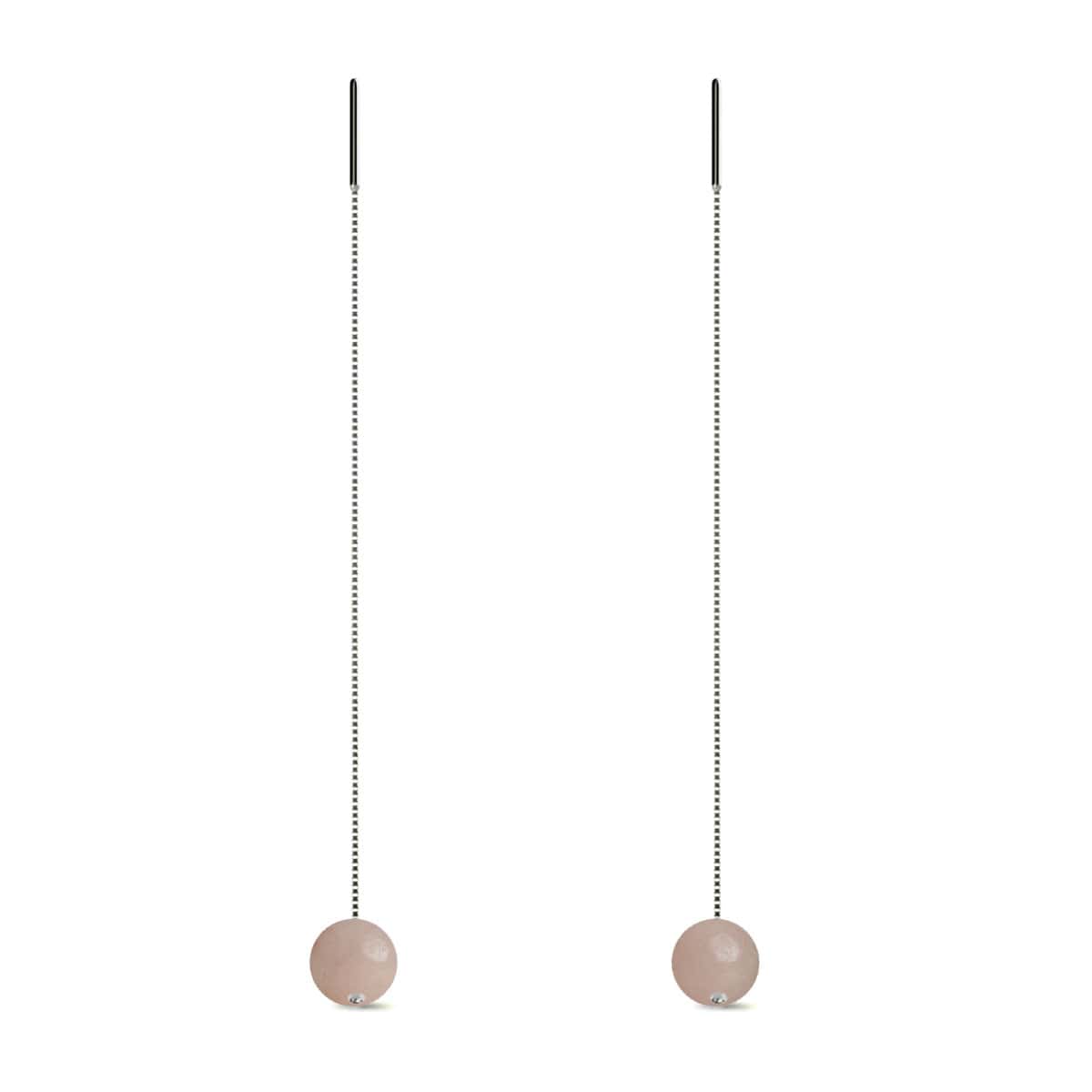 Pink Aventurine | .925 Sterling Silver | Gemstone Chain Drop Threader Earrings